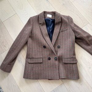 Sezane Brown Checkered Blazer